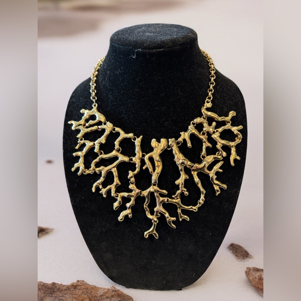 Kenneth Jay Lane Gold Sculptural Necklace